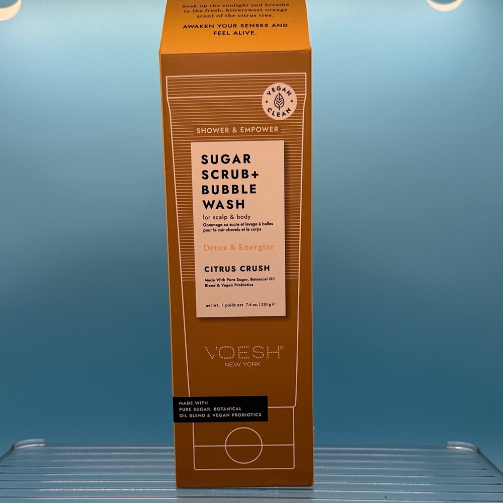 VOESH Citrus Crush Sugar Scrub + Bubble Wash. For Scalp and Body.